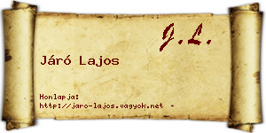 Járó Lajos névjegykártya